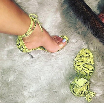 Lorna- Lime Snake Wedge Heels.